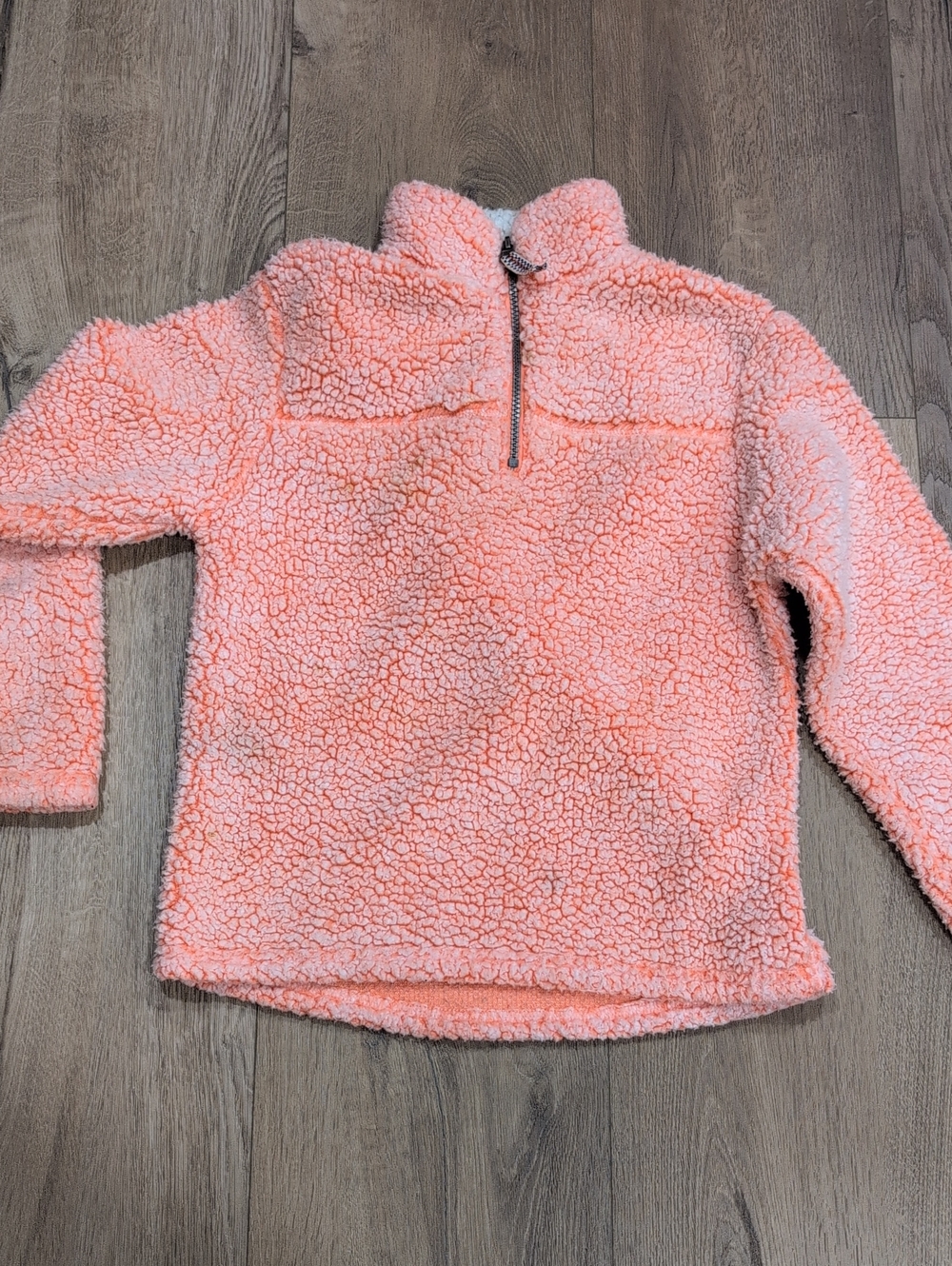 Kids Cozy Quarter-Zip Sherpa Pullover - Coral Pink
